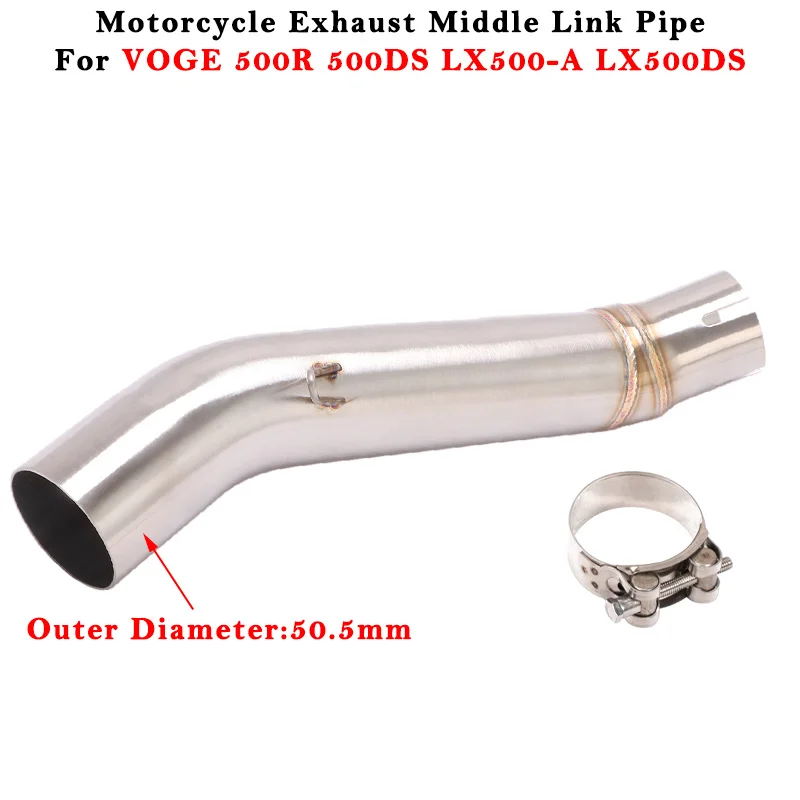 Motorcycle Exhaust Escape System Modified 51mm Muffler Middle Link Pipe Stainless Steel Tube For VOGE 500R 500DS LX500DS LX500-A