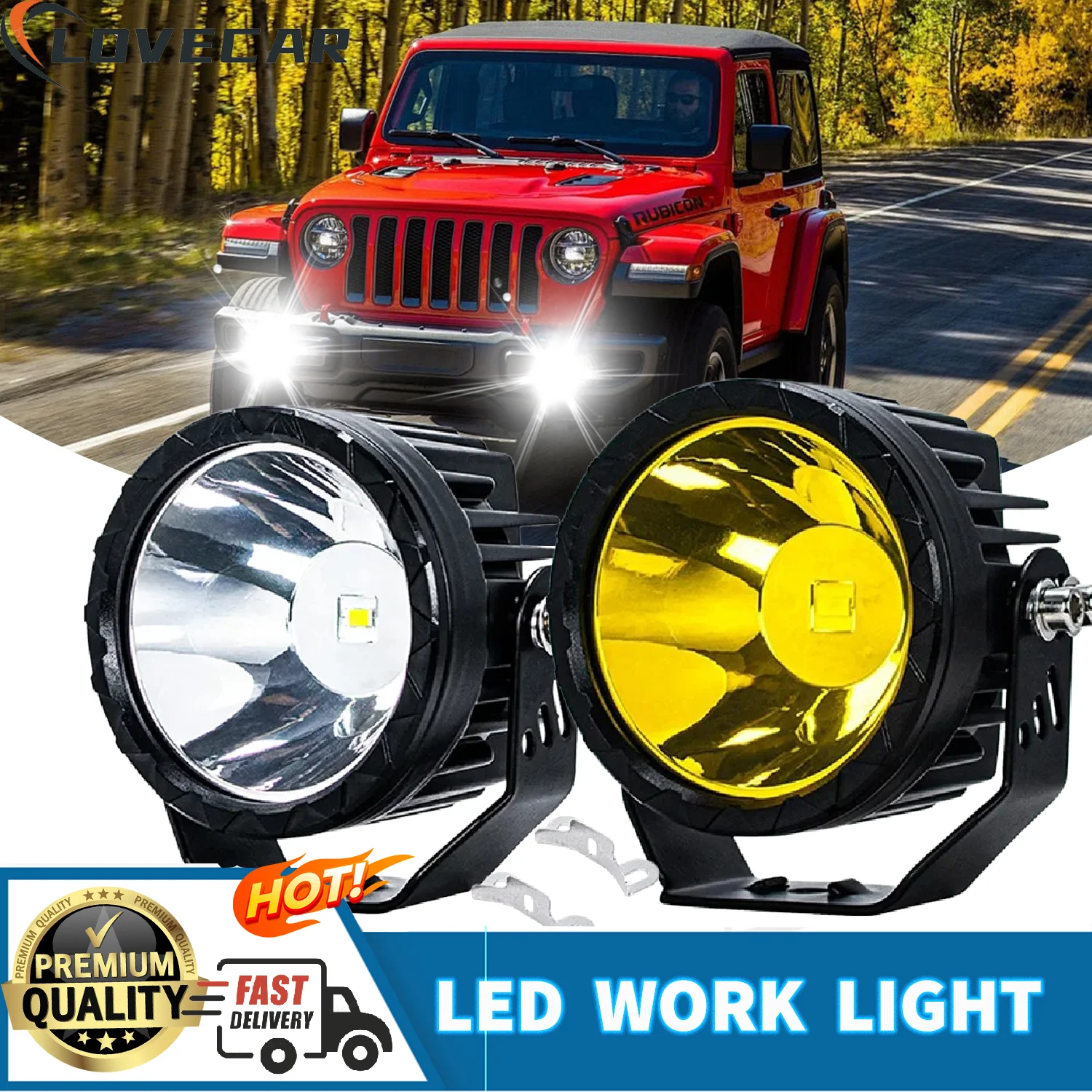 

Auxiliary 3.5inch Round LED Yellow White Offroad Driving Fog Pod Lights 4x4 Off Road Lights Work Driving Boat ATV UTV Jeep Lamp