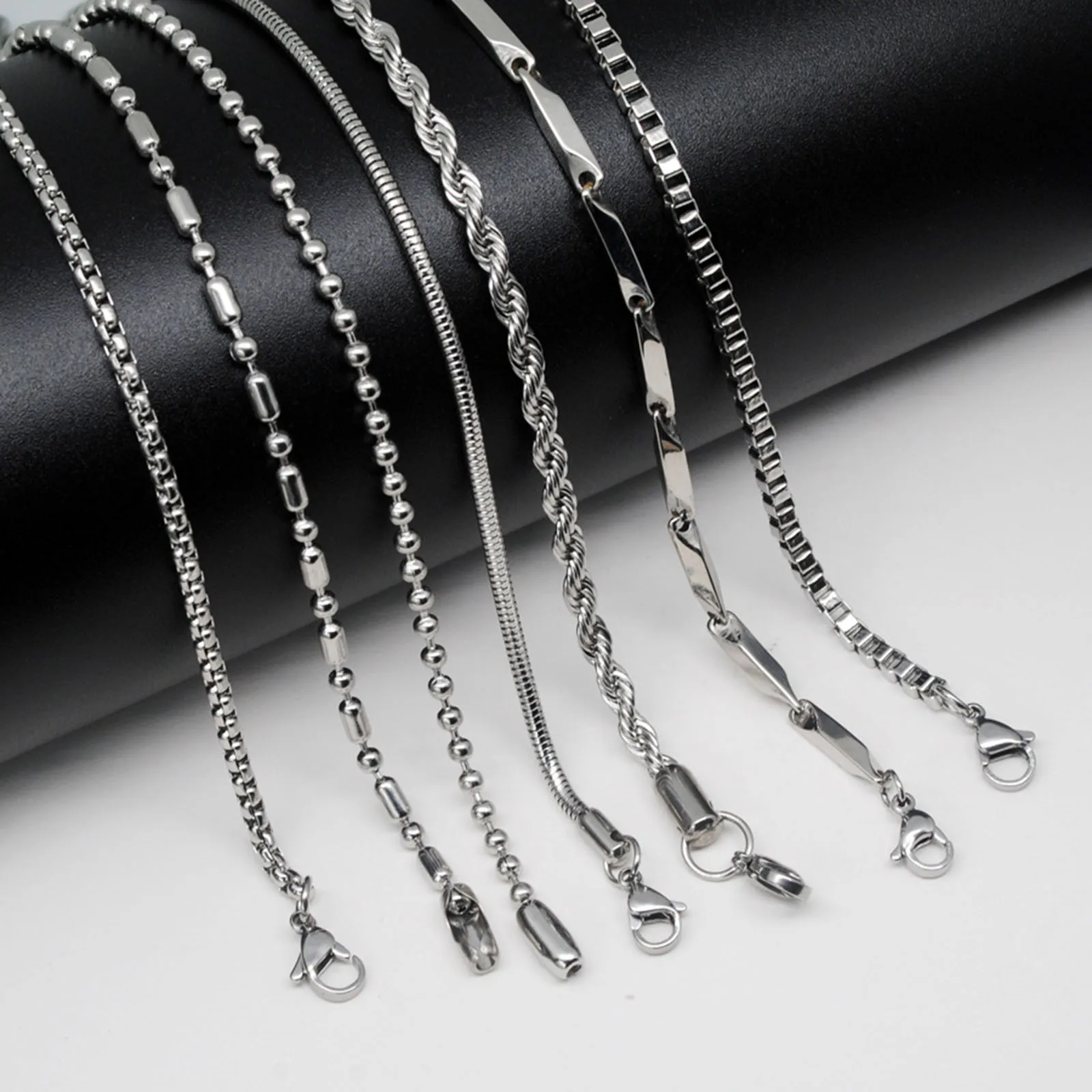 1pc Stainless Steel Link Chain Necklace Silver Color Metal Chains DIY Necklace Accessories Women Men Party Club Jewelry Findings