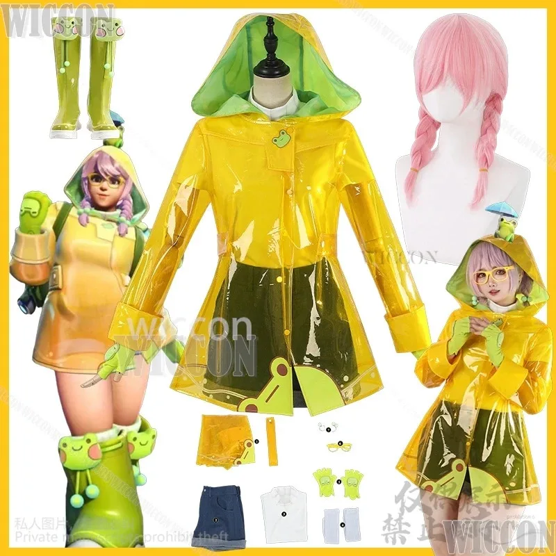 

XT8Mei Meiling Game Overwatcc Cosplay Kawaii Cute Frog Animal Cutecore Raincoat Shirt Pant Shoes Wig Girl Outfit Women CustXT6@!