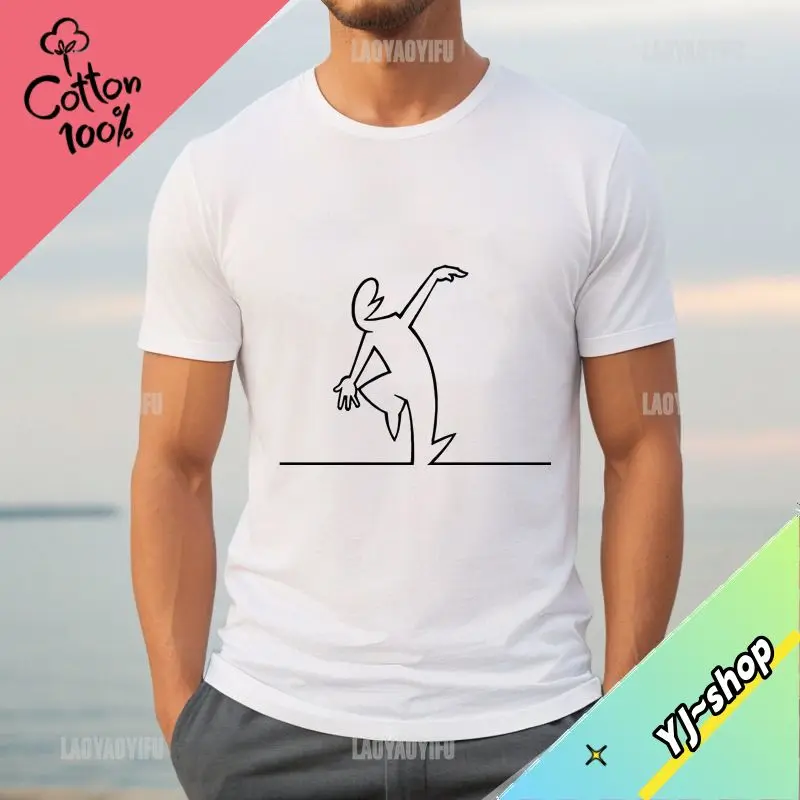 La Linea Line Osvaldo Cavandoli TV T-shirt Unique Printed Men's and Women's Trendy Tshirt Casual Harajuku Loose 100% Cotton Top