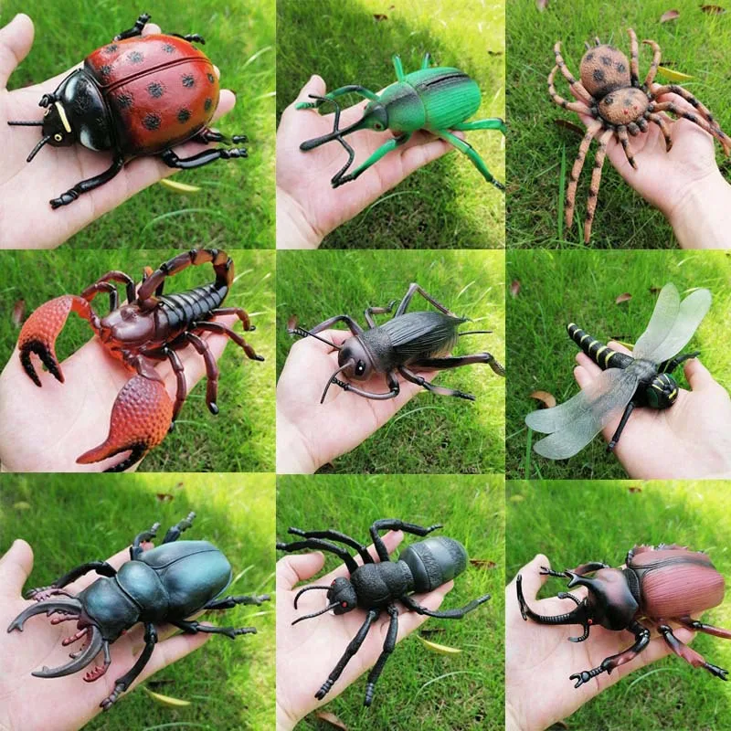 Simulation Insect Small Animal Toy Ant Cricket Spider Scorpion Ladybug Simulation Animal Model Home Garden Ornaments Statues