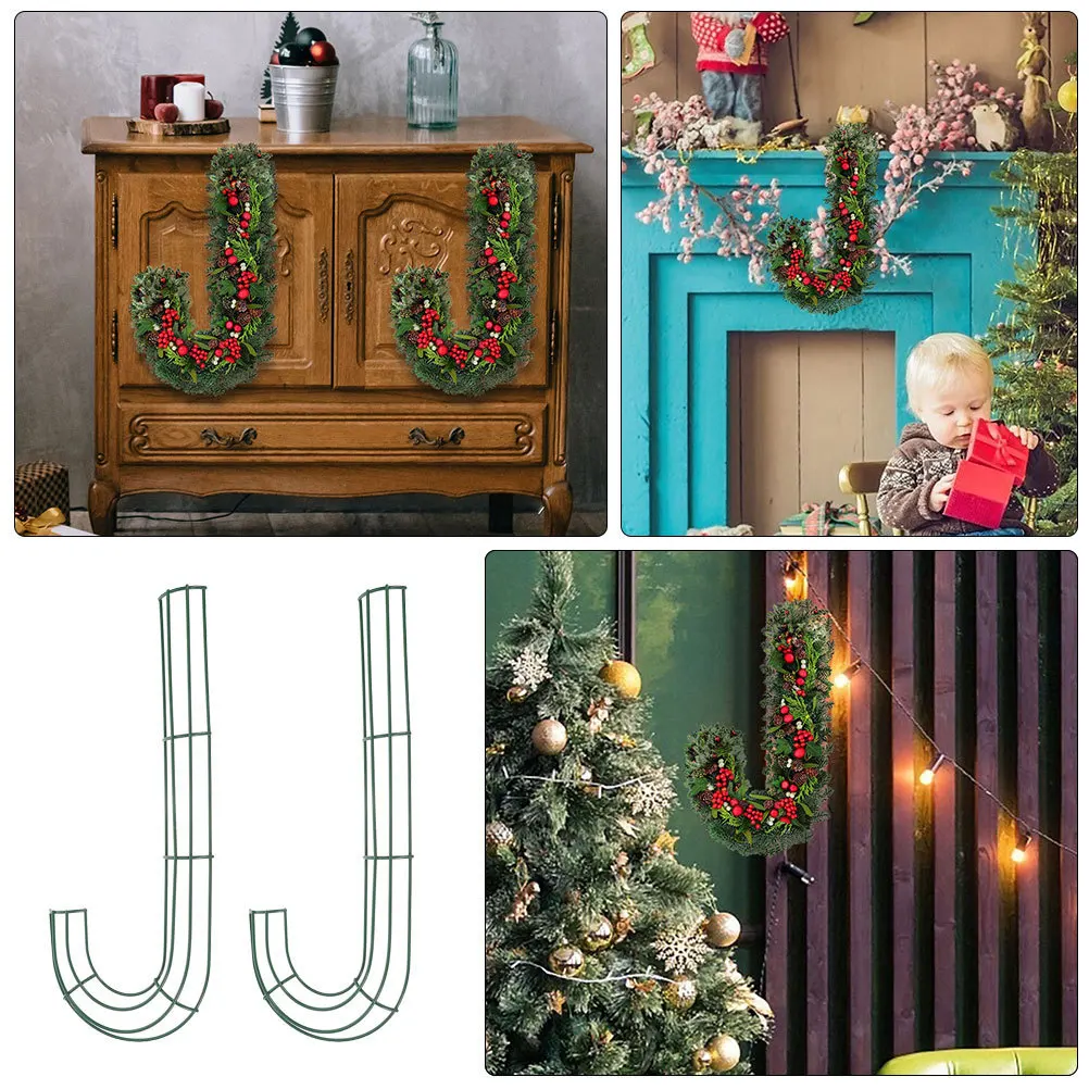 

2Pcs Smooth Surface Metal Wreath Frame Candy Cane Shape for Xmas DIY Crafts and Parties Candy Cane Wreath Frame