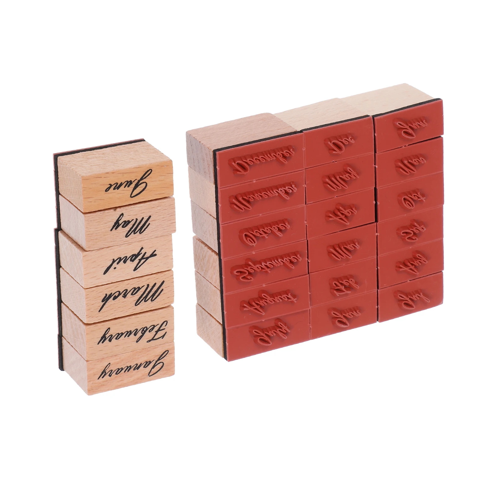 

24Pcs Wooden Month Rubber Stamps for DIY Journaling Scrapbooking Planner Monthly Calendar Stamp Set Vintage Craft Supplies