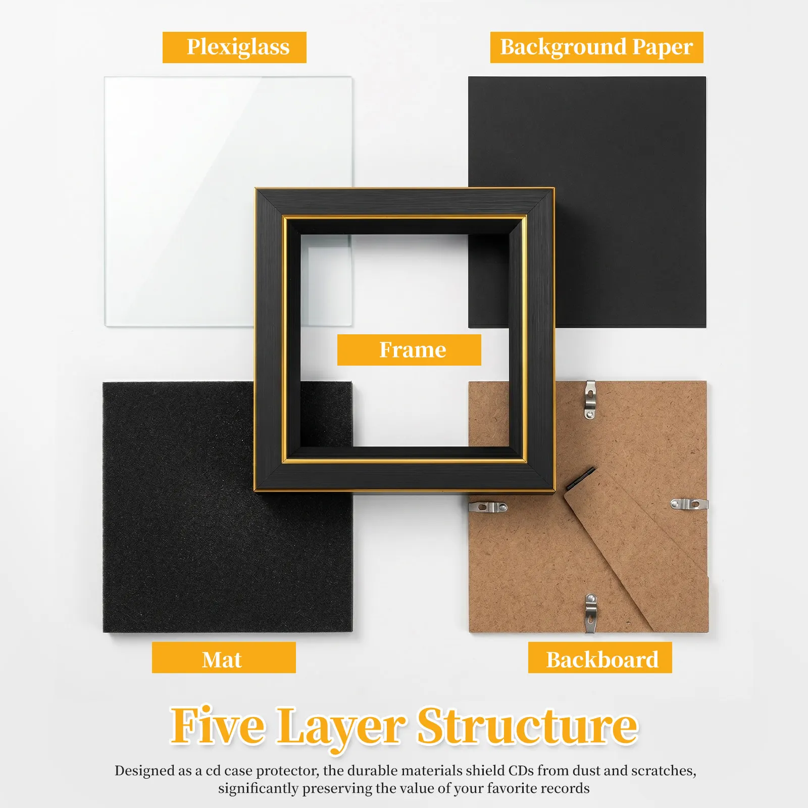 Cd Display Wall Frame for Vinyl Records and Music Albums Horizontal Vertical Mounting Cd Case Protector Creative Picture Frame