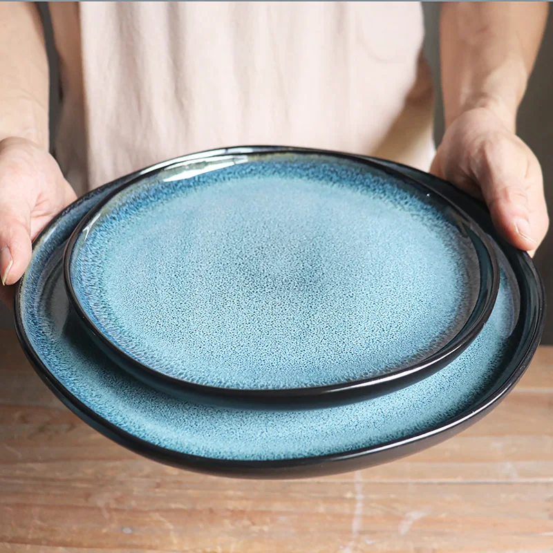 Creative Ceramic Dining Set Japanese Style Glazed  Plate Combination Rice  Noodle  Salad  Home Use Dishware