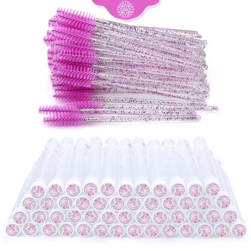 

50/100pcs Diamond Eyebrow Brush Tube Disposable Eyelash Brush Reusable Crystal Eyelash Brush Replaceable Dust-proof Makeup Sets