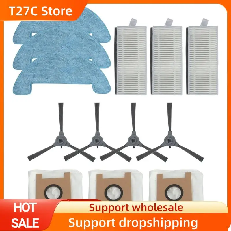 

T27C Accessory Set For Loorow AT800 Robot Vacuum Cleaner Side Brushes Hepa Filters Mop Pads