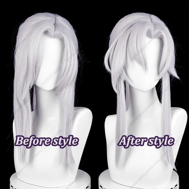 Ferid Bathory Cosplay Wig 74cm Long Silver White Heat Resistant Synthetic Hair