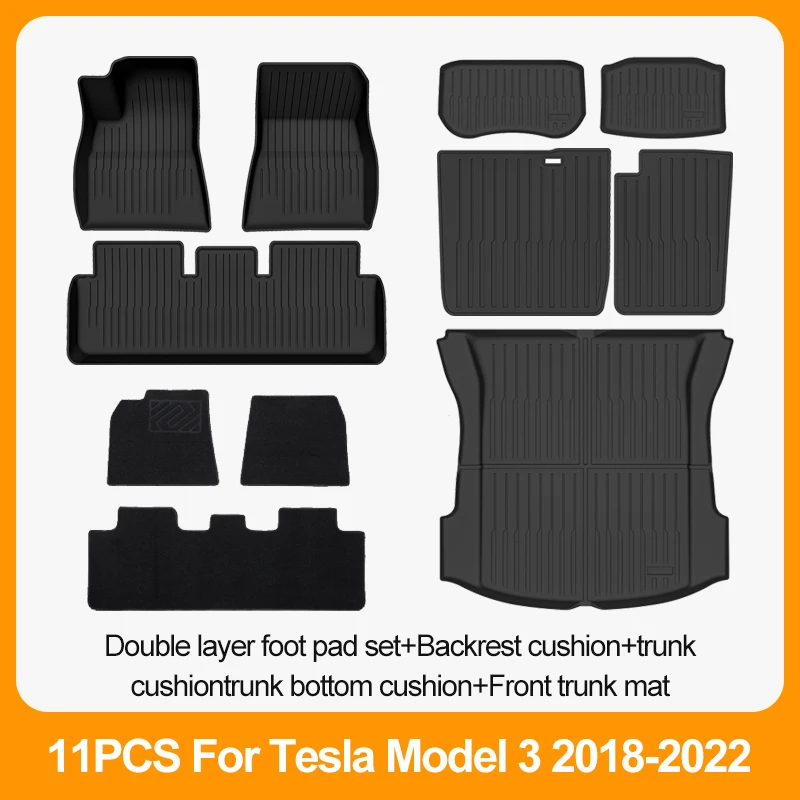 Auto Vloermatten Voor Tesla Model 3 2018 2019 2020 2021 2022 Premium All Weather Anti-Slip Waterdichte Tpe vloer Liners Mat Pads