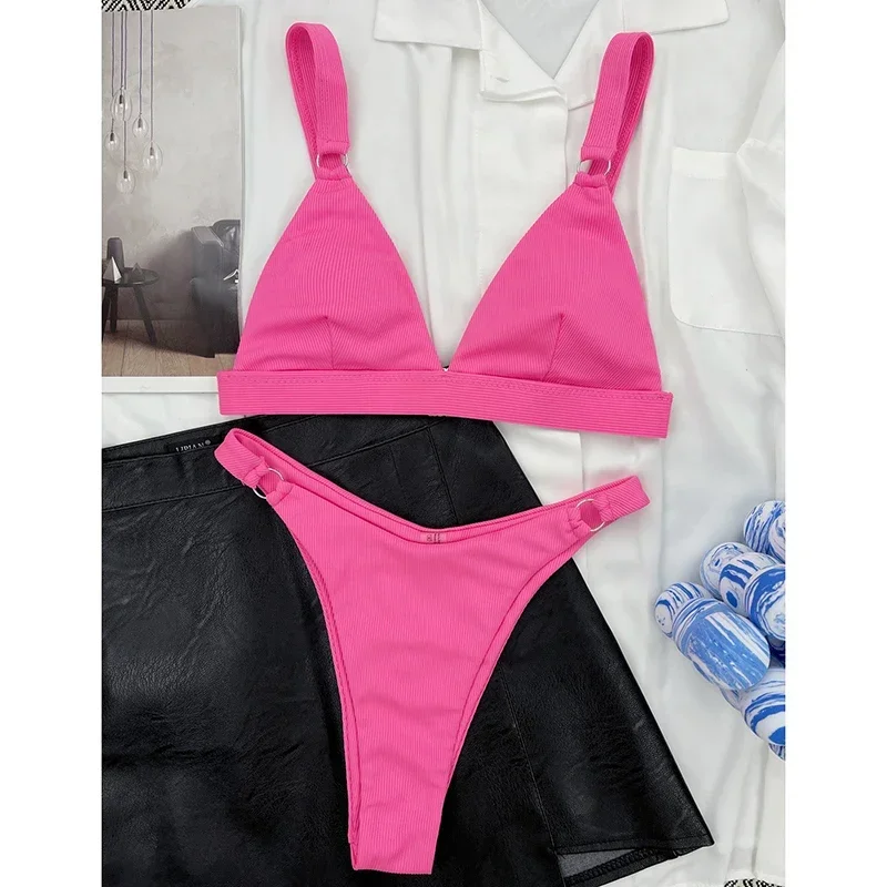 Bikini Set Bathing Suit Women Sexy Triangle Suspender G-string Split Swimwear 2025 New Casual Beach Bikini Swimsuit 2 Piece Sets