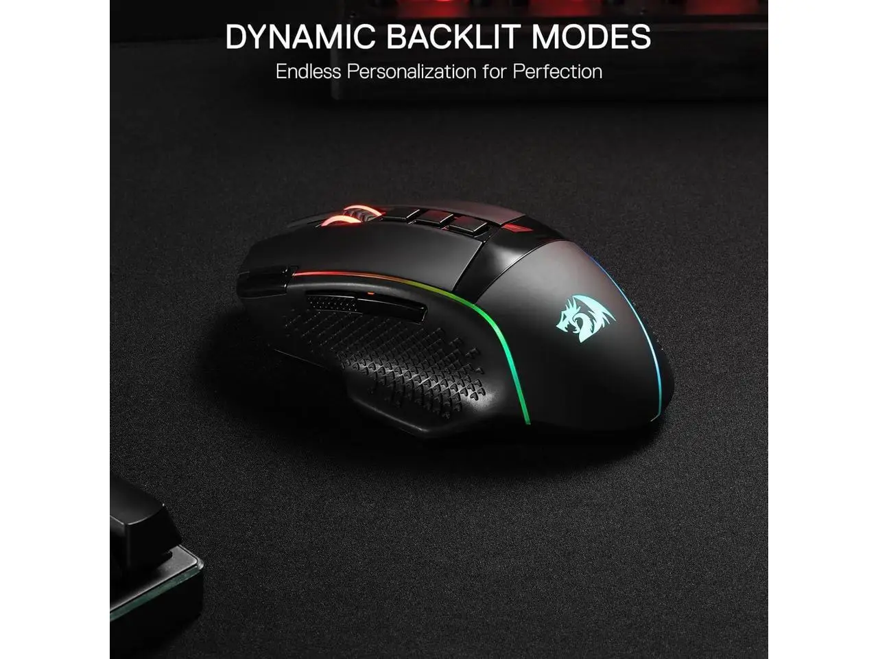 Redragon M991 Wireless Gaming Mouse, 26000 DPI 3-Mode Gamer Mice w/Rapid Fire Key, 9 Macro Buttons, Powerful Capacity and RGB Backlight for PC/Mac/Laptop view 4