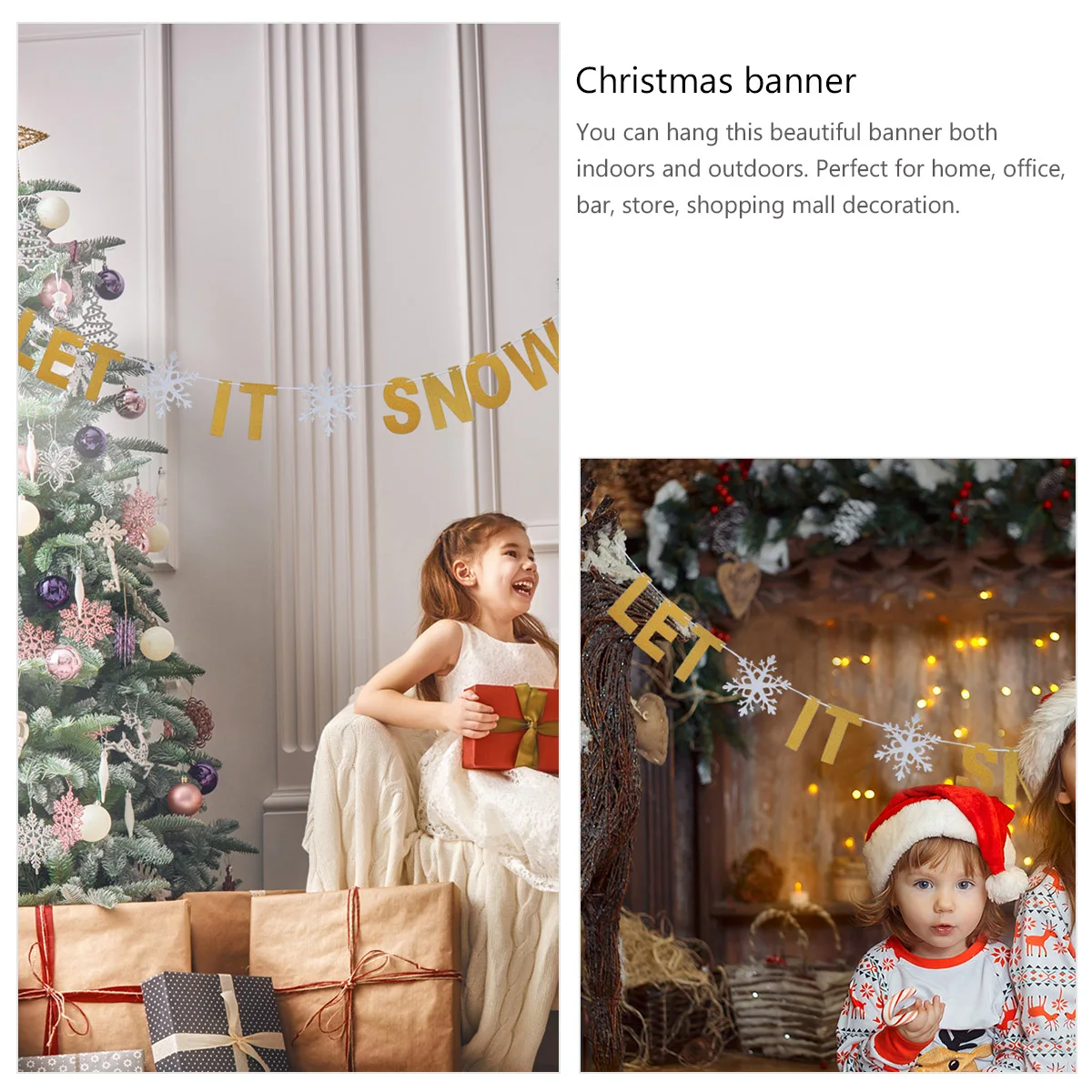 

Christmas Party Decorative String Flag Letter Design Golden Hanging Door Banner Holiday Decorative Wall Hanging Flags For Indoor
