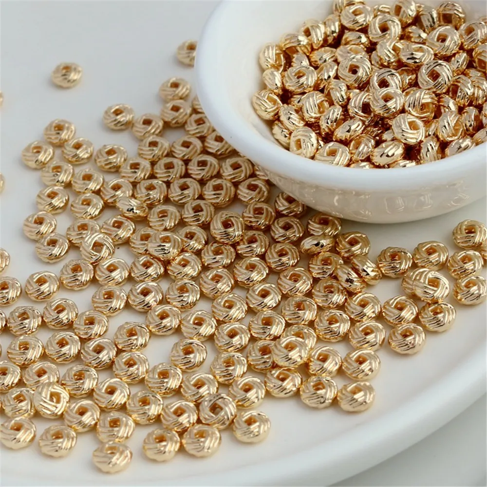 50pcs 14K Gold Wrapped Color Fried Dough Spacer, Loose Beads, DIY Bracelet, Abacus Beads, 3x6mm