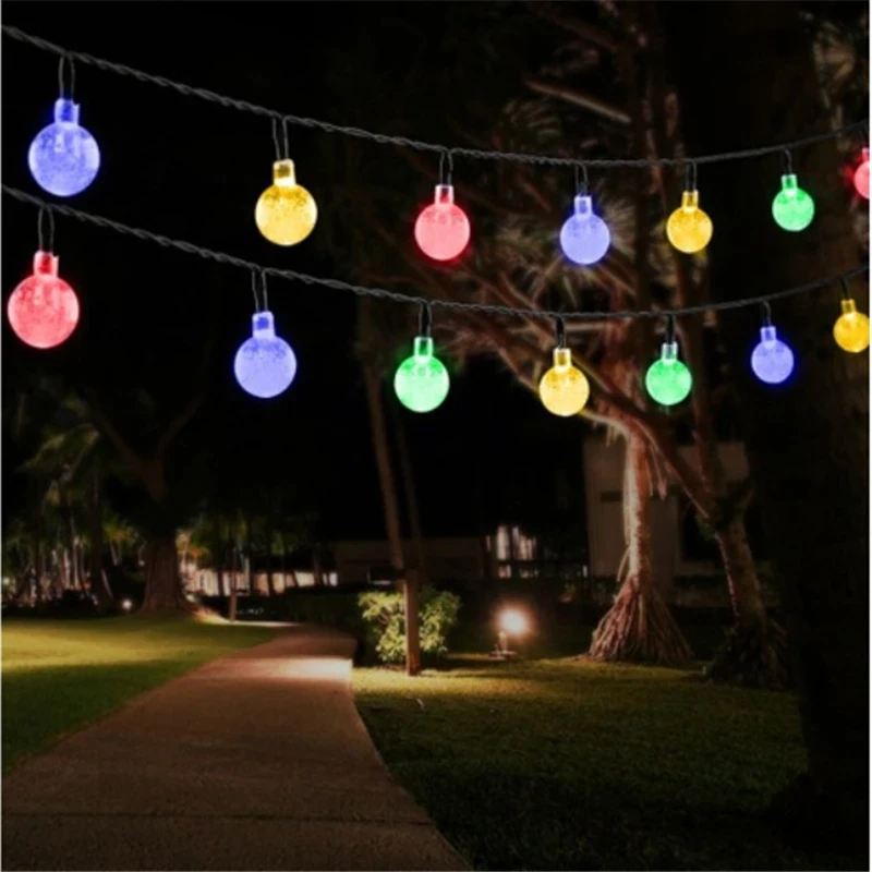 Imagem -05 - Lâmpada Solar Impermeável com Bola de Cristal Corda Led Luzes Multicoloridas Guirlanda de Fadas para Jardim ao ar Livre Casamento do Natal 50 Leds 10m