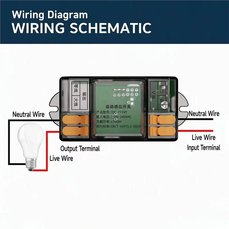 B97A-Smart Microwave Radar Light Sensor Switch For LED Ceiling Light AC 100-240V 100W