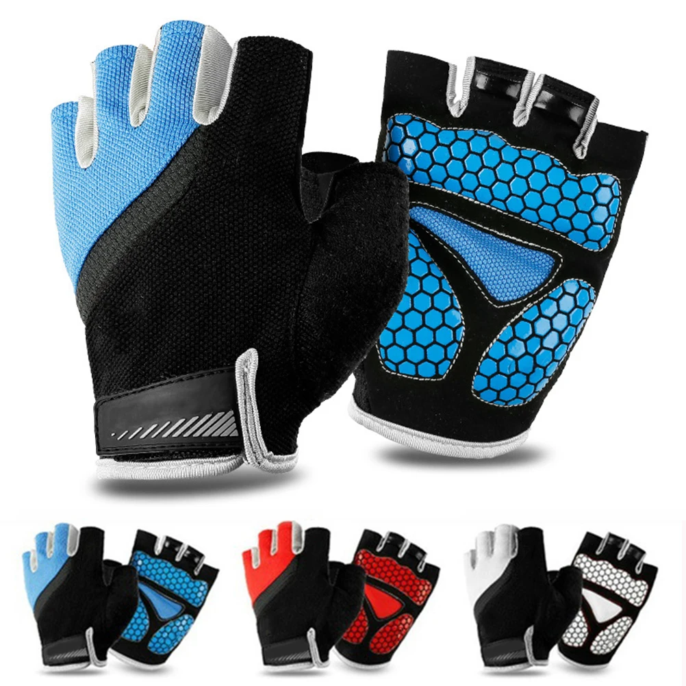 

1 Pair Cycling Gloves Breathable Anti-Slip Half Finger Outdoor Sports Gloves For Climbing Fitness Riding L (Blue)