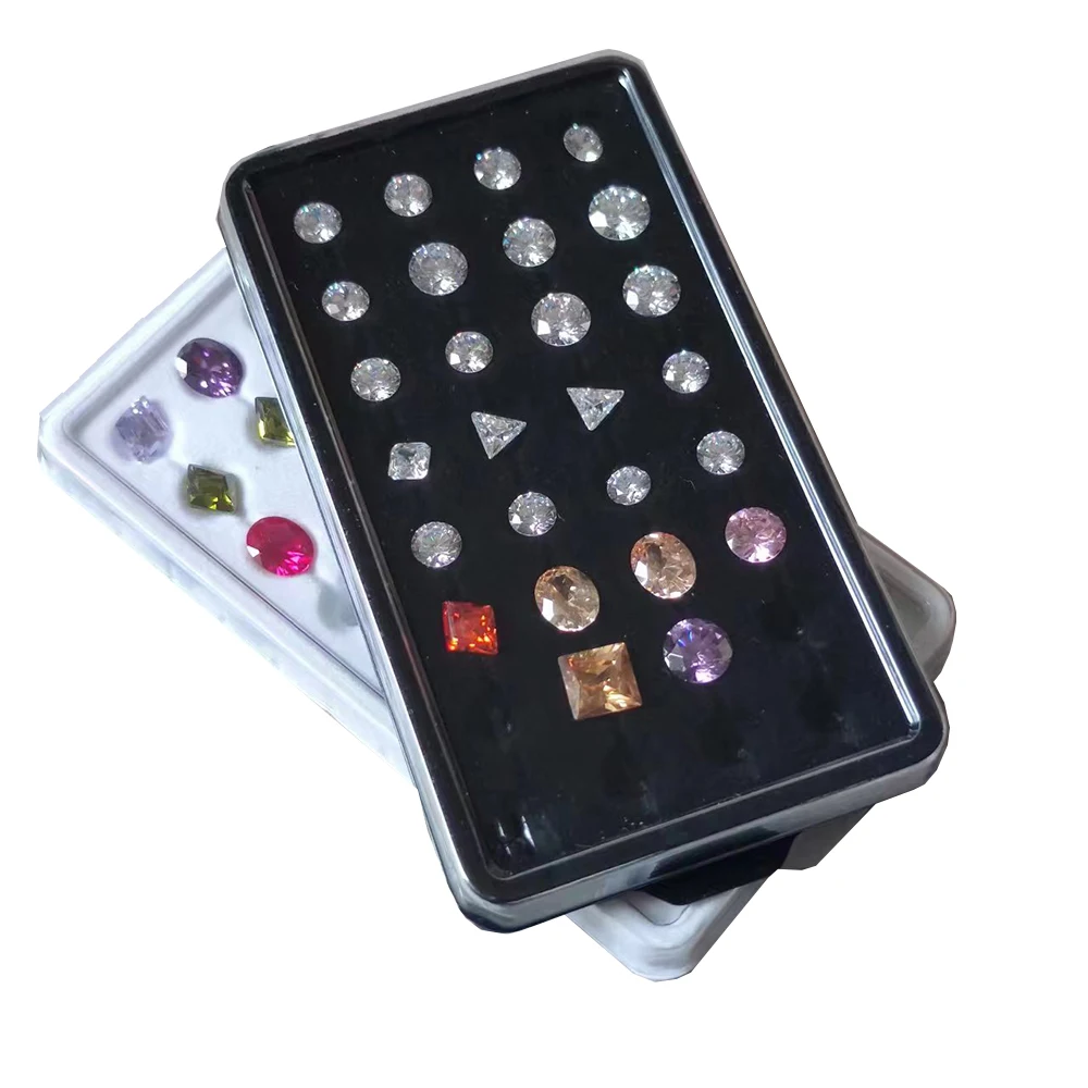 White Diamond Jewelry Storage Box 3-10mm Gemstone Display Organizer Case for Store Gems Bare Stone Packaging Cover Tray