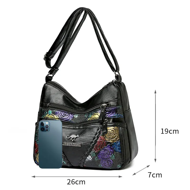 Women Bag Lady Crossbody Bags PU Leather Daily Bag for Woman Fashion Shoulder Pack Classic Black Messenger Retro Crossbody Hobos