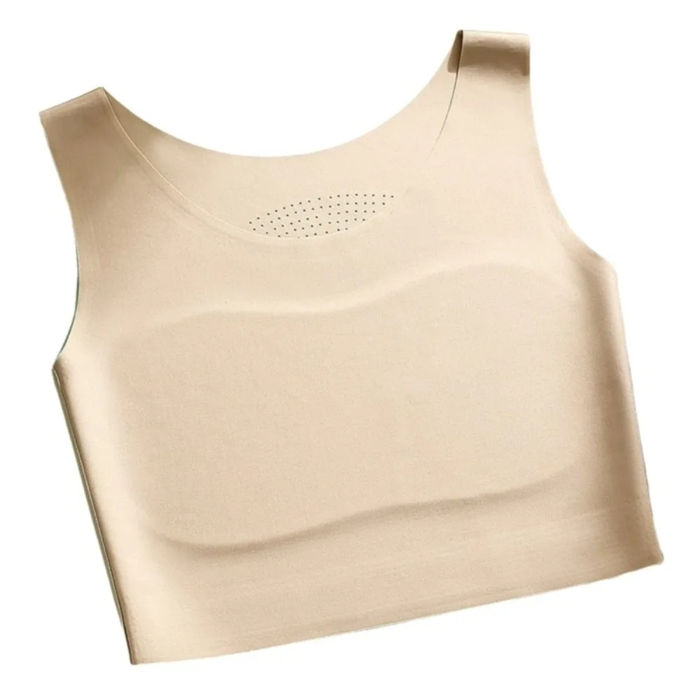 

S/M/L/XL/XXL Chest Binding Underwear Ice Silk Material U Neck Design Invisible Seamless Bra Fixed Cup Slimming Fit