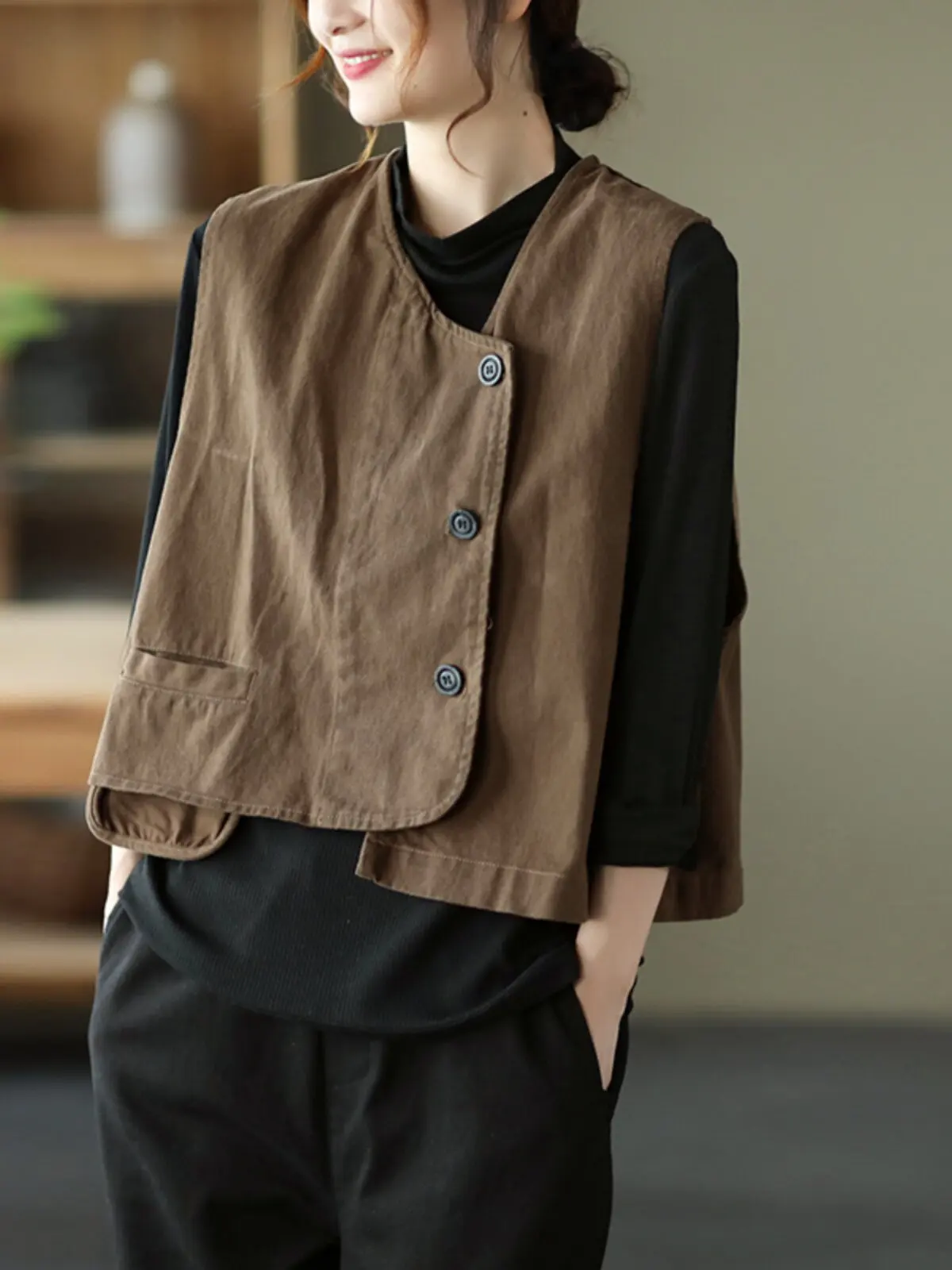 

Retro Japanese Sle Women's Vest Jaet Svel Artistic Commute Faion Spring Season High End Trendy Inner Wear