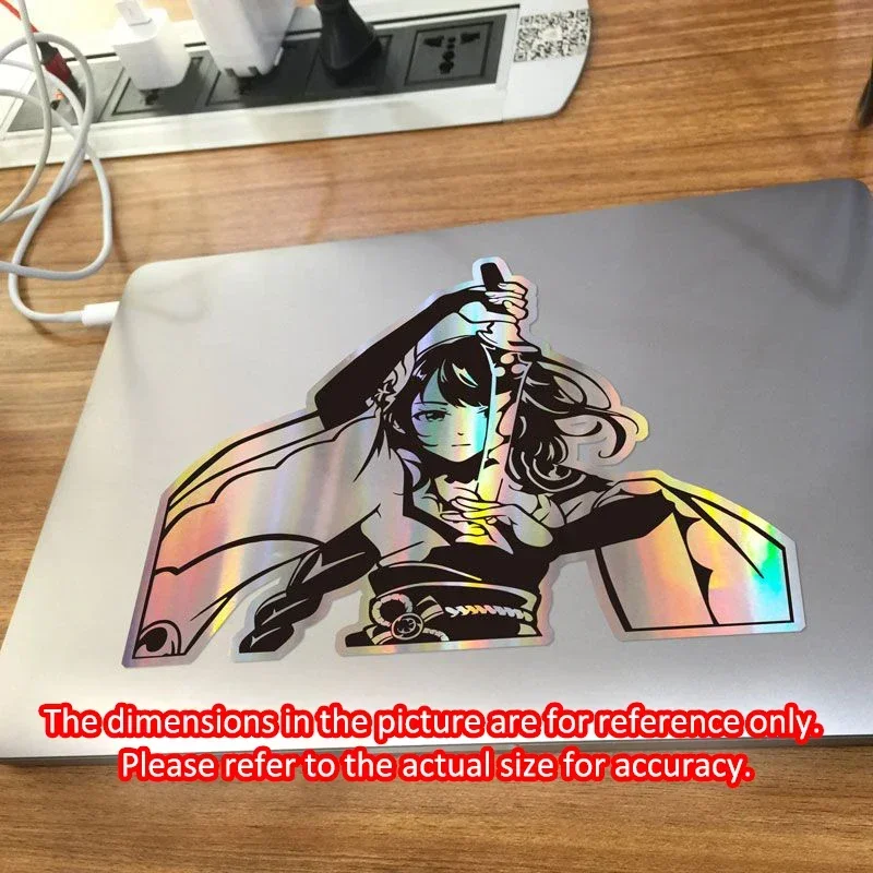 18/30cm Genshin Impact Beelzebul Raiden Shogun Ei Sexy Girl Game Stationery Sticker Reflective Laser Decals Toys School Supplies