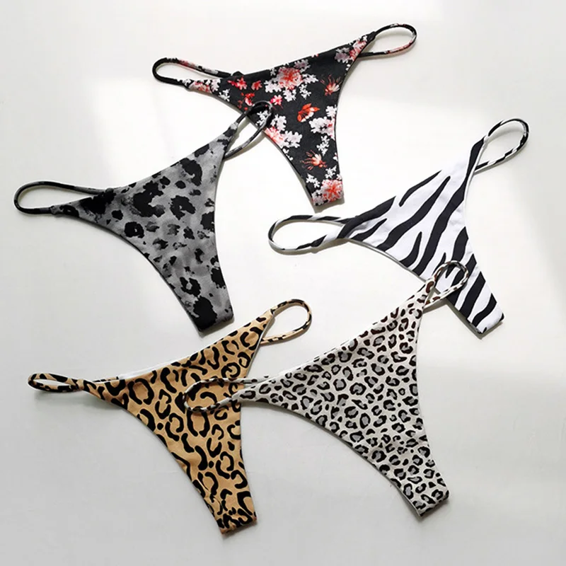 Bawełniane Leopard G String majtki damskie seksowne figi stringi niskiej talii T-back bielizna bikini bezszwowa bielizna damska rozmiar S-XXL