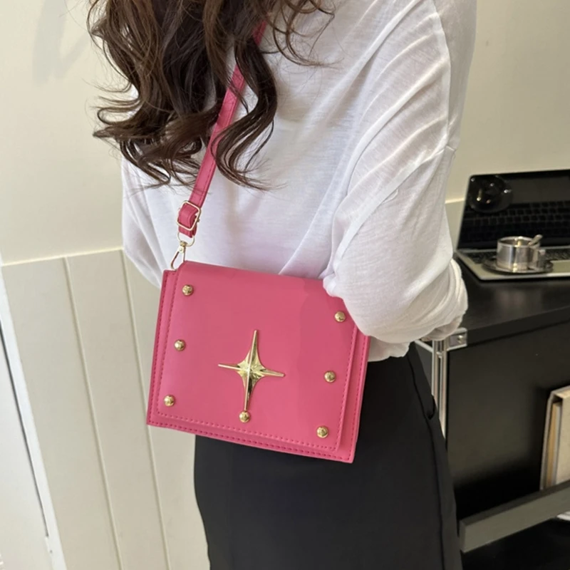 Bolso para axilas para mujer y niña, bolso cuadrado pequeño con remaches, bolsos PU