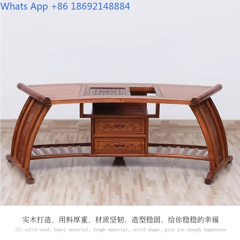 Mahogany Furniture Rosewood Tea Table and Chair Set Chinese Style Tea Table Purple Sandalwood Kung Fu Tea Brewing Table
