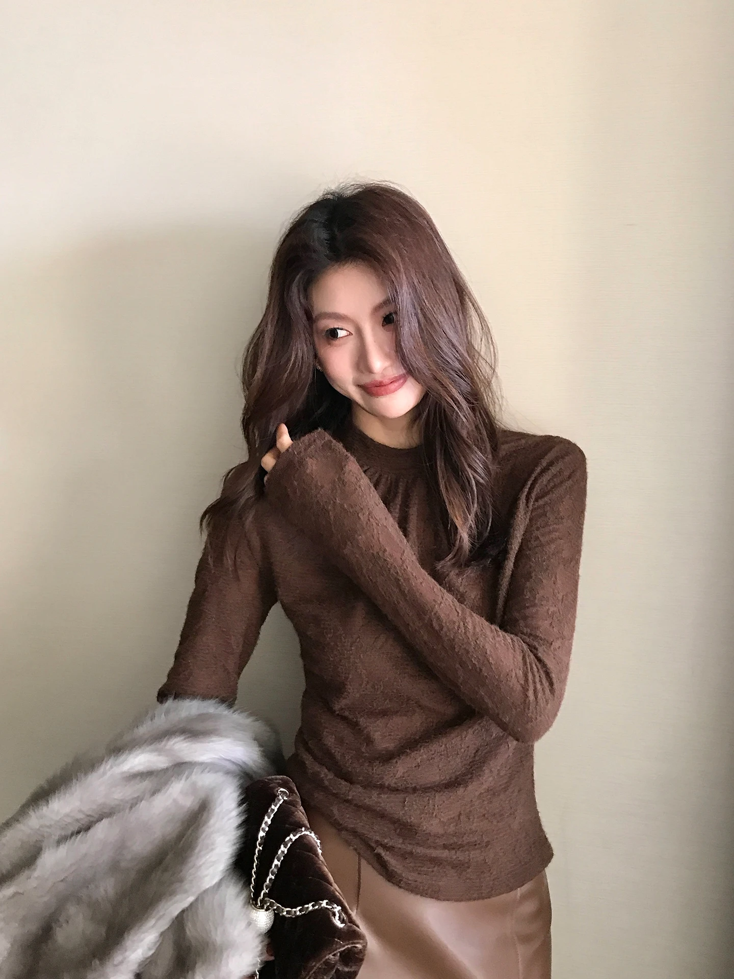 

Ele Knitted Sweater Women's Slim Fit Base Layer irt f High Collar Floing Dragon Xi Er Long Sve Nylon Cotton Spa...