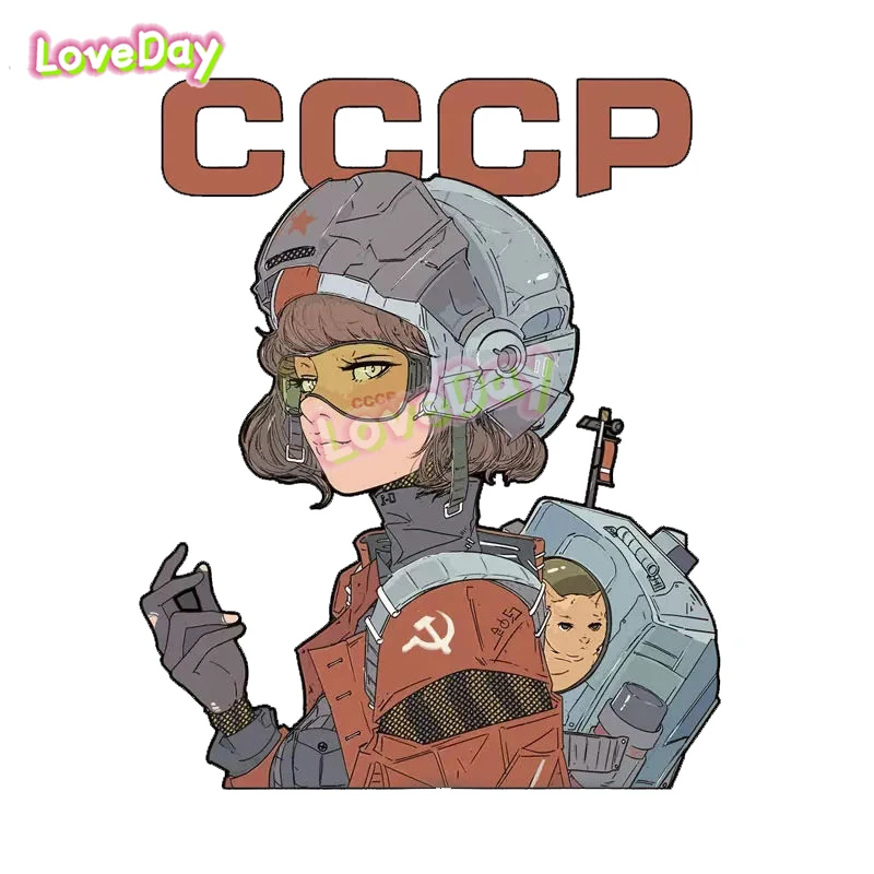 CCCP Soviet Female Astronaut Cartoon Car Sticker Russian Aerospace Personalized Creative Motorcycle Auto Window Decoration Decal