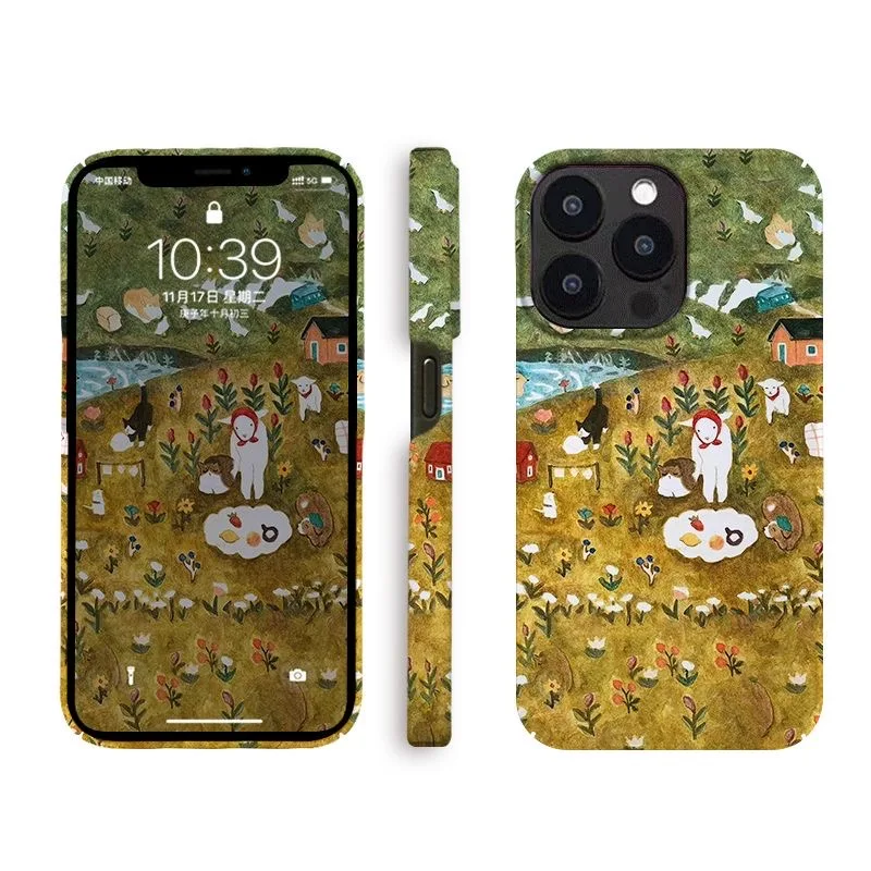 Ins Little Sheep Garden Magnetic Case for IPhone 16 15 14 13 Pro Max Back Phone Cover for 12 13 Mini 11 ProMax X Max XR SE Cover