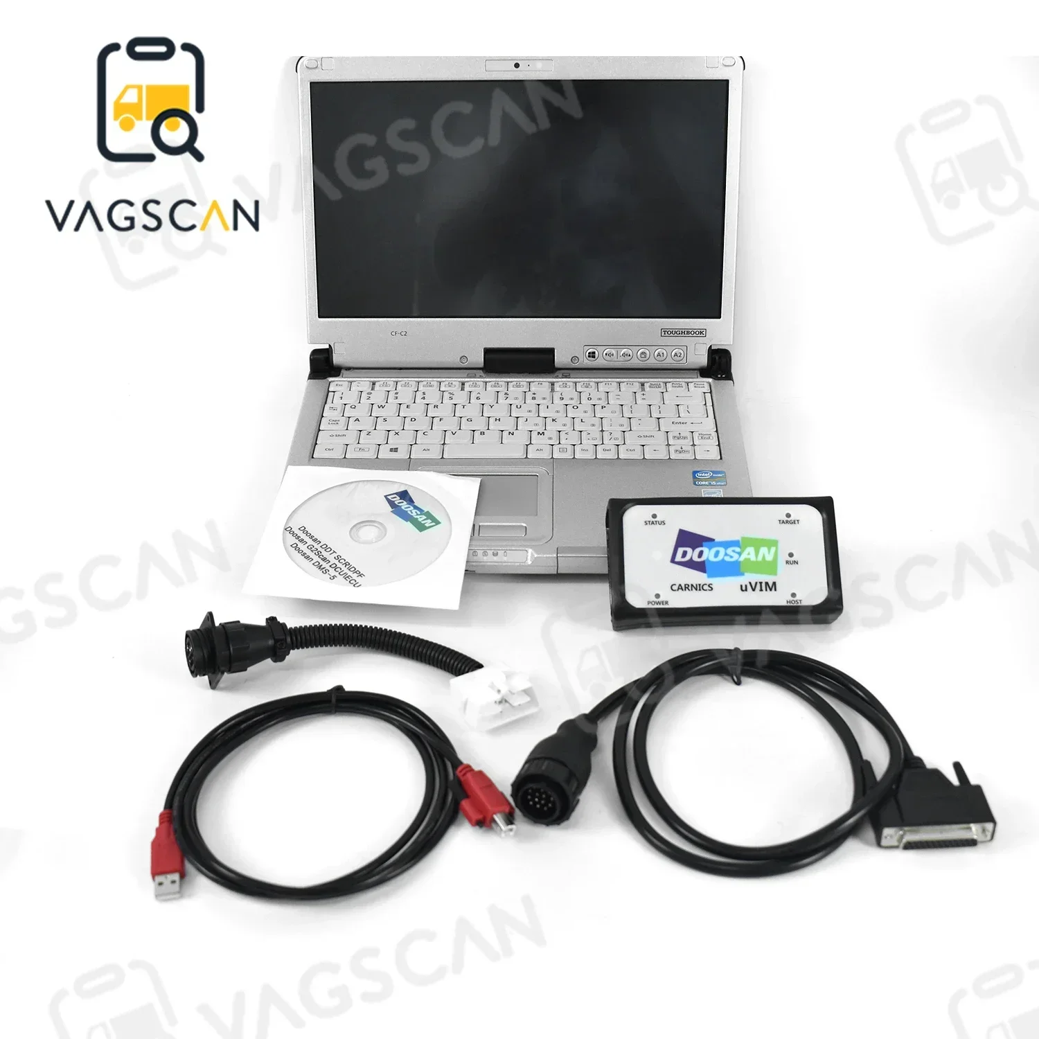 For Hydraulic System Doosan uVIM Diagnostic Tool Excavator Forklift Engine fault detection OBD Interface withCFC2 Laptop