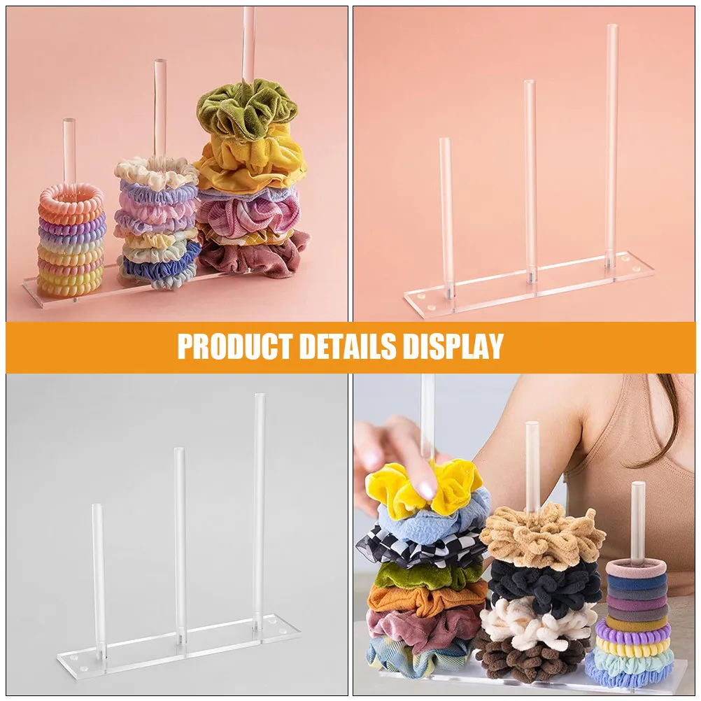 

Acrylic Hair Tie Organizer Scrunchies Holder Stand Transparent Display Rack Compact Storage for Bracelets Jewelry Accessories