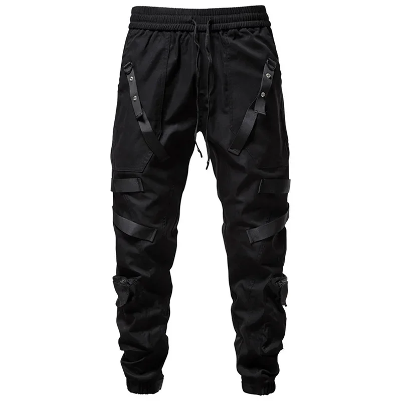 

2022 Autumn Techwear Style Ribbons Punk Hip Hop Cargo Pants Mens Harajuku Casual Streetwear Joggers Pantalones Hombre