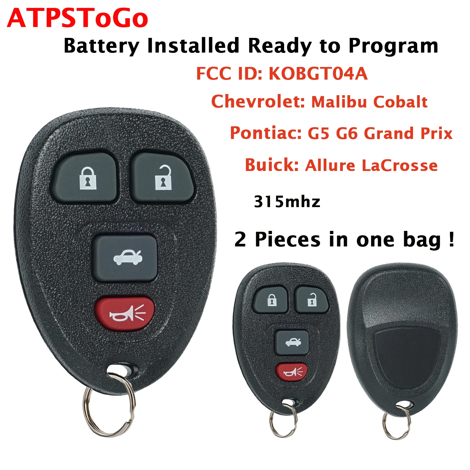 

2 шт. ATPSTOGO автомобильный брелок для 2007 2008 2009 2010 2012 Chevrolet Malibu Pontiac G5 G6 дистанционный брелок с 4 кнопками 315 МГц KOBGT04A