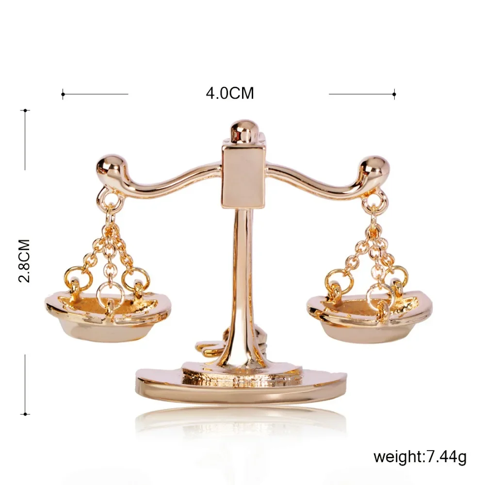 Blucome Trendy Balance Brooch Gold Color Jewelry For Women's Children Clothing Backpack Scarf Suit Pins Constellation Badge Gift view 2