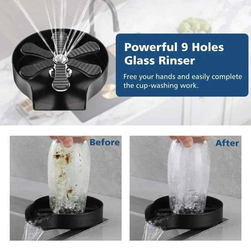 Évier de cuisine verre tasse lavage automatique en acier inoxydable pression pulvérisateur tasse outil nettoyage robinet barre rinçage café pichet