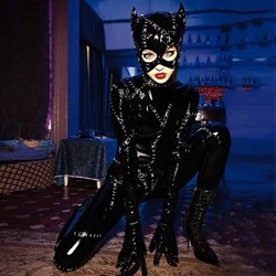 Sexy Pu Leather Bodysuit Cat Girls Nightclub Gogo Dance Costume Drag Queen Clothes Cosplay Outfit Party Rave Clothing