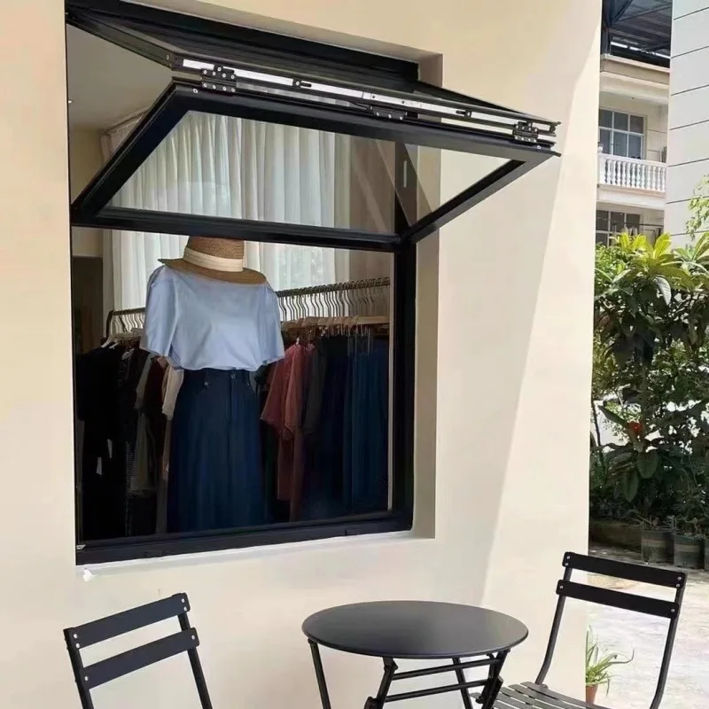 Up and down folding Aluminum alloy full open Coffee milk tea glass Lifting hovering sliding window