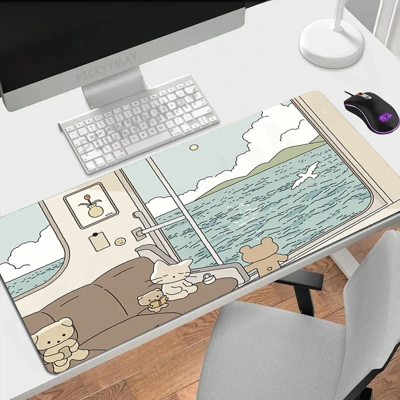 Cute Mouse Pads Kawaii Gaming Mousepad Gamer Natural Rubber Mouse Mat Keyboard Mats Desk Pad Mousepads XXL 90x40cm For Computer