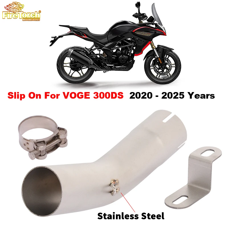 

Slip On For VOGE VOGE 300DS 300 DS 2020 - 2025 Motorcycle Exhaust System Escape Middle Link Pipe Connecting 51mm Muffler Tube