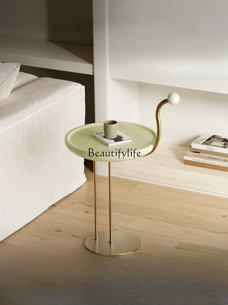 06 طاولة زاوية أريكة طلاء فلامنغو بسيطة إيطالية من الفولاذ المقاوم للصدأ مستديرة إبداعية #1