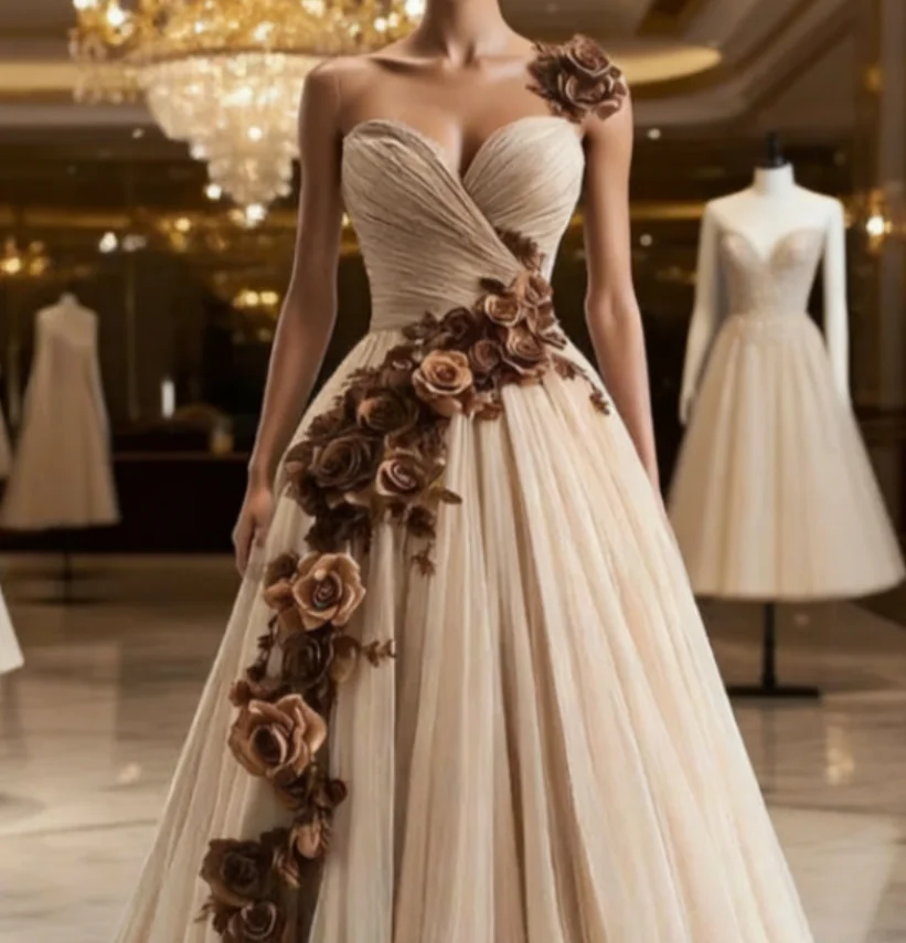 Customized Victorian Ivory V-neck Bridal Gown with Ruffled Rose Details A-line Vintage Wedding Dress vestidos de novia
