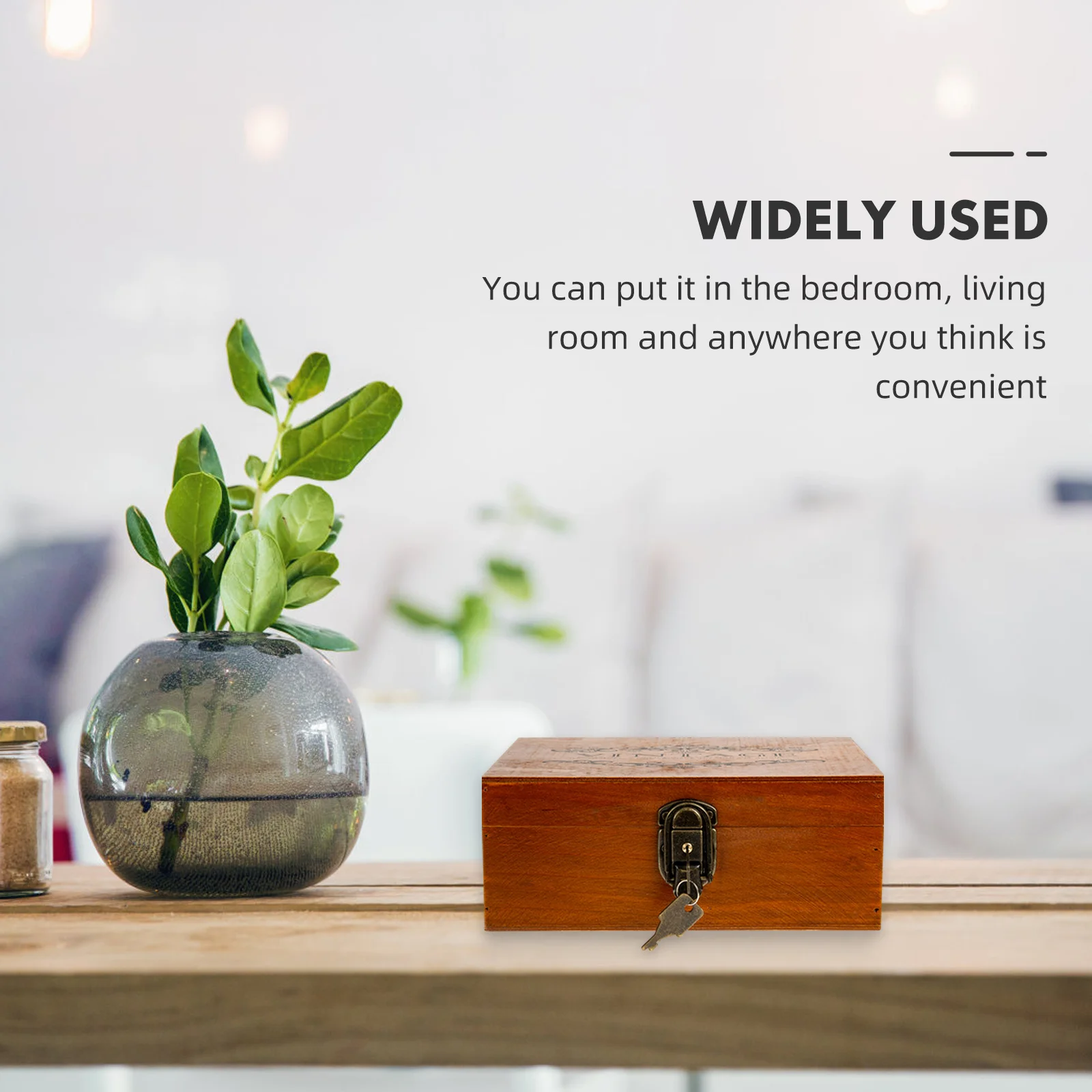 

Lockable Wooden Jewelry Box Retro Organizer Desktop Jewelry Storage Case Holder for Rings Necklaces Earrings Bracelets