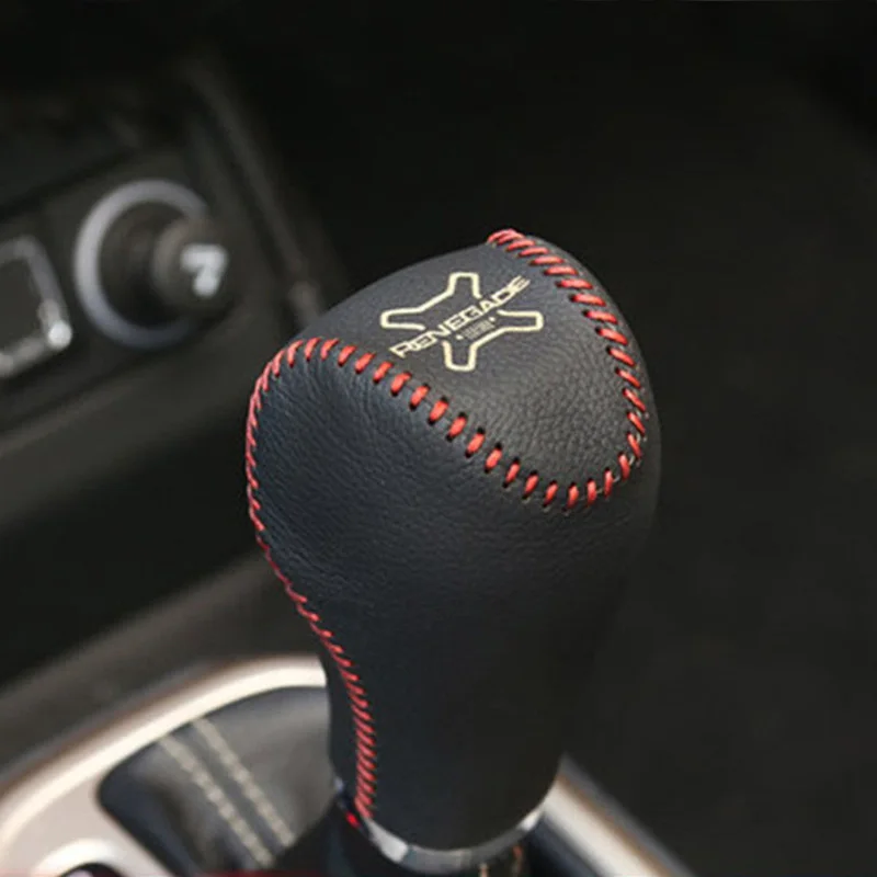 1PC Genuine Leather Gear Lever Decoration Protection Cover for 2014-2017 JEEP Renegade Car Accessories