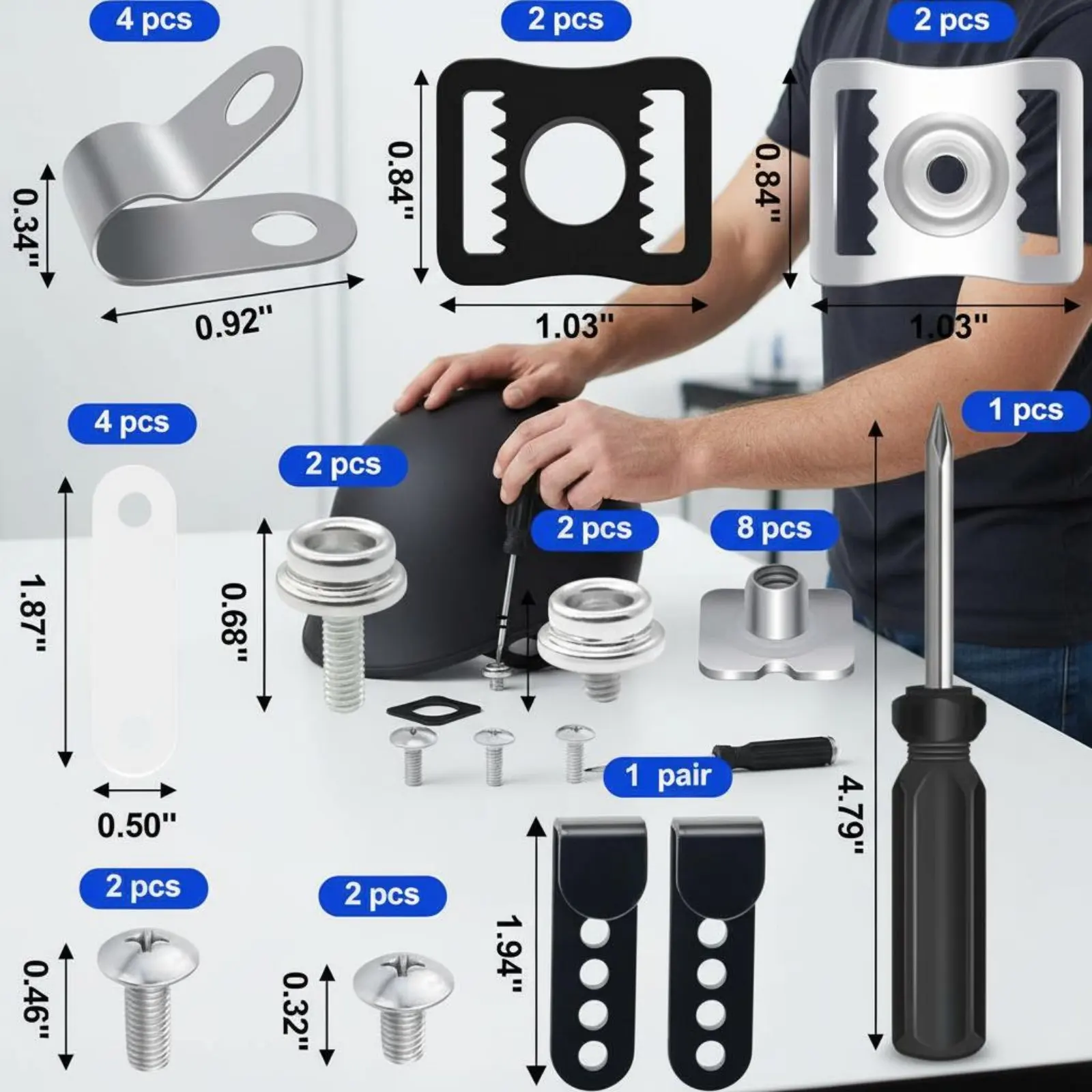 

31 Pieces Helmet Hardware Pack Easy to Install Replacement Screw Set Helmet Replacement Parts Multi-Sport Compatible