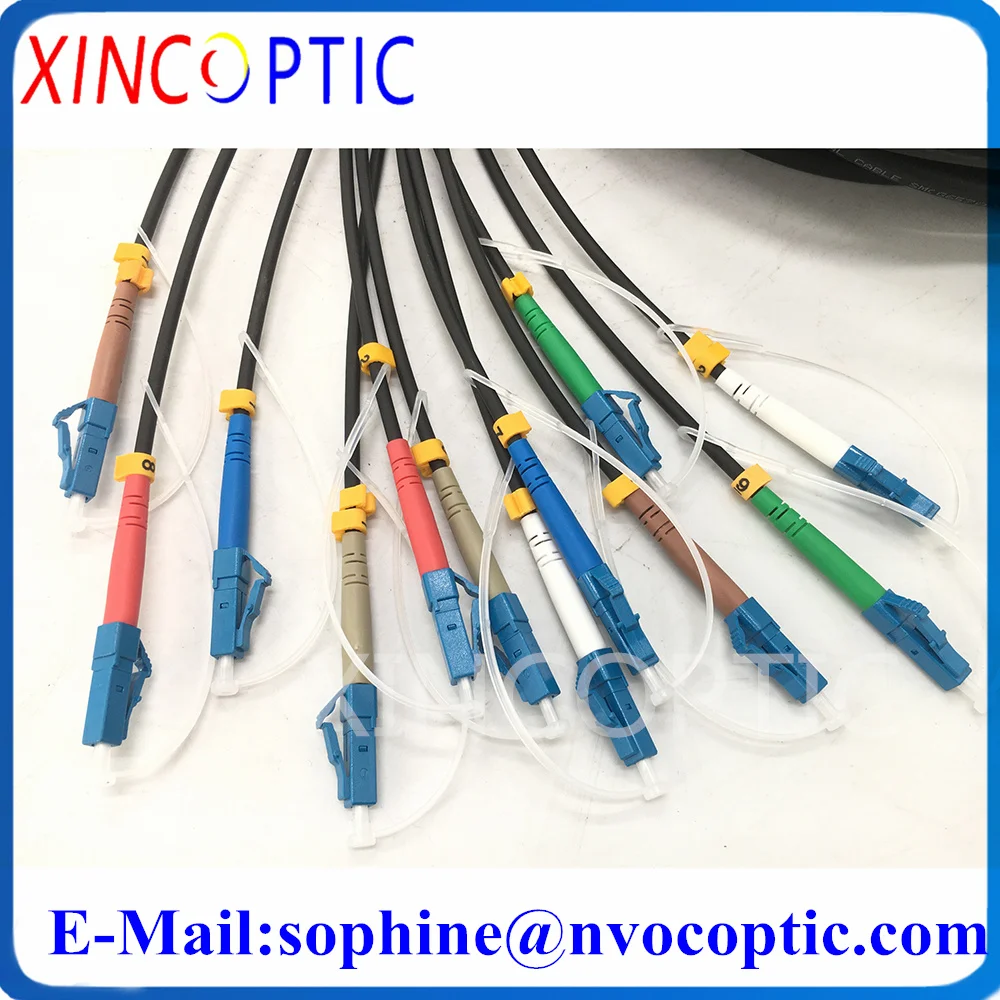 12C Armored Patch Cord,12Core 12Strands Single Mode G657A1 80M Outdoor LC/ST/FC/SC LSZH/TPU 6.0mm Fiber Optical Cable Connector