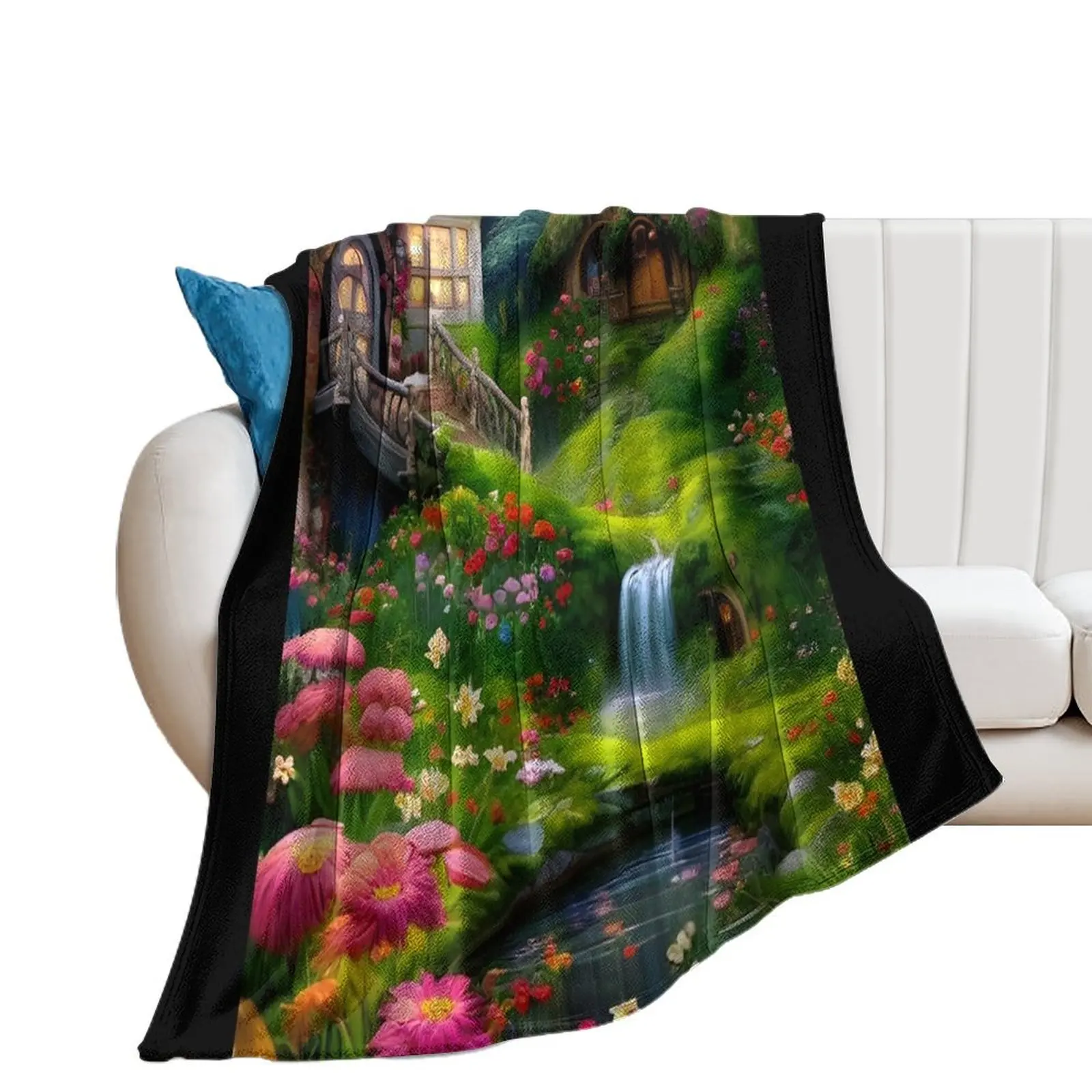 Magical Fairytale Cottage in The Woods Throw Blanket Thin Bed linens Single Blankets