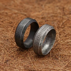 Fashion Vintage Simple Viking Rune Ring for Men Women Stainless Steel Nordic Celtic Knot Rings Couple Amulet Jewelry Wholesale